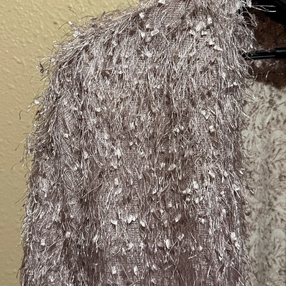 Shaggy eyelash yarn open front lavendar cardigan by Mystree Women’s Medium nwt - Picture 4 of 10